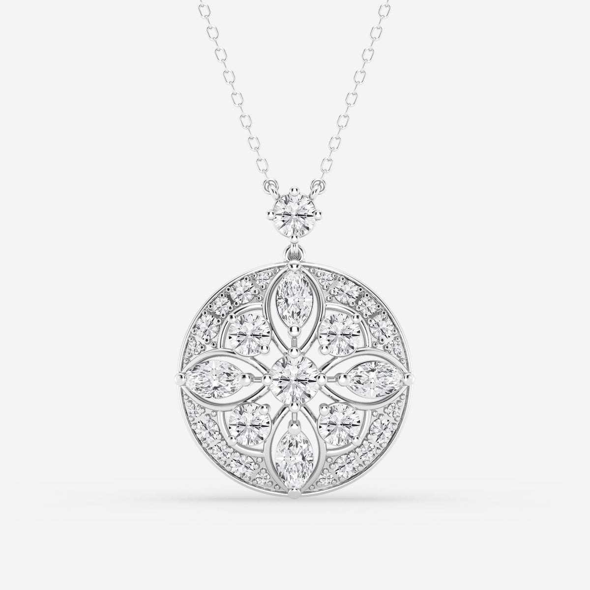 Rund og Marquise Lab Grown Diamond Vintage Pendant | GBP044 | fa4da791b0da