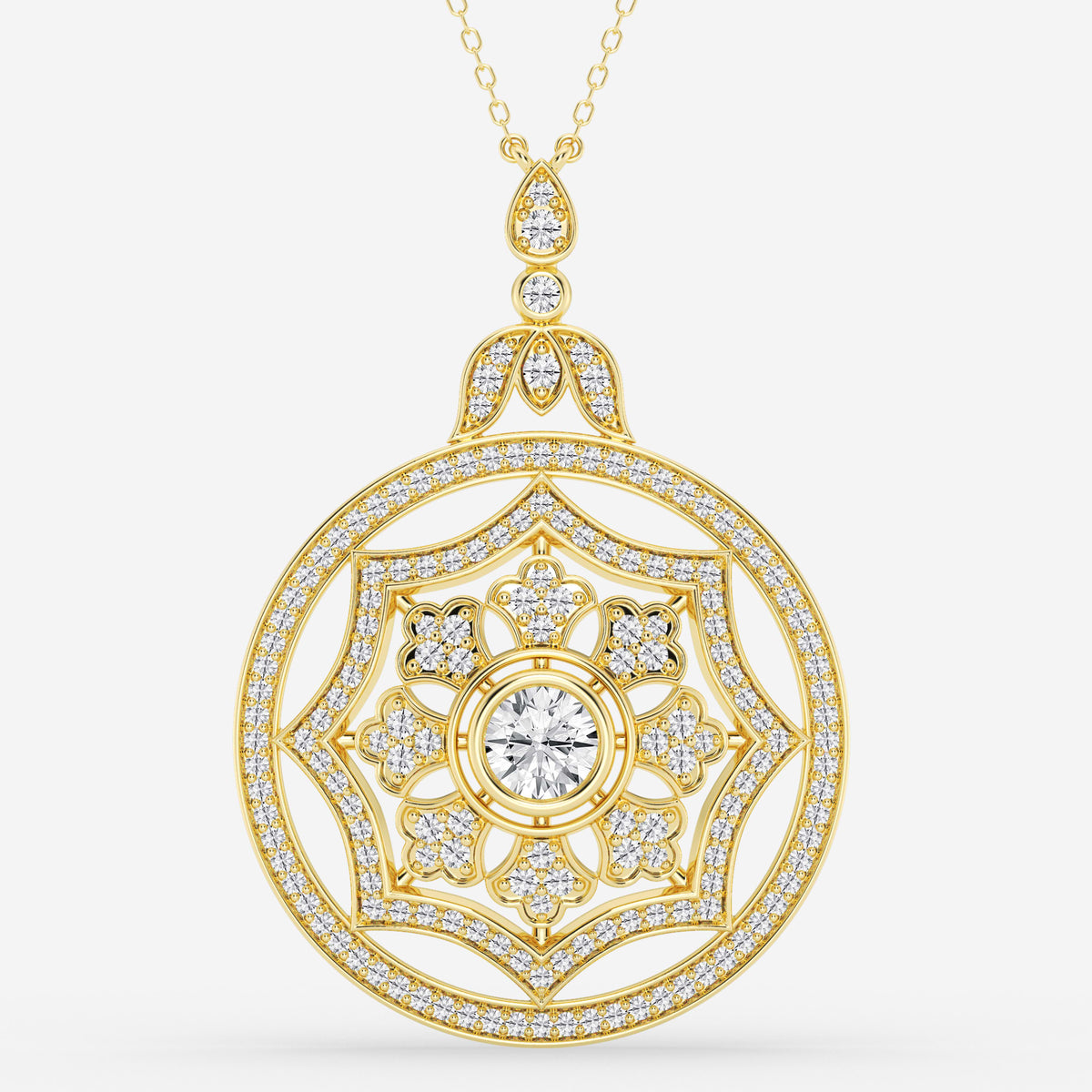 design vintage, lapidação redonda — Pendente com diamantes de laboratório | GBP071 | fc56528b5f3a