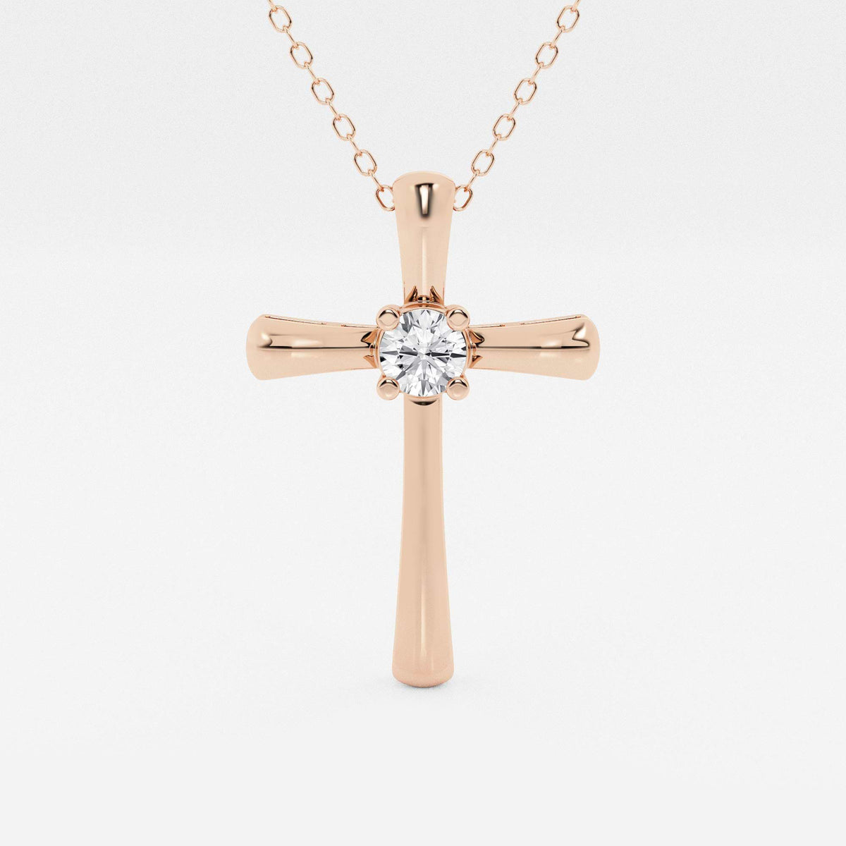 Rund laboratoriedyrket diamant Single-Stone Cross Pendant | GBP051 | 865b95f0f2a9