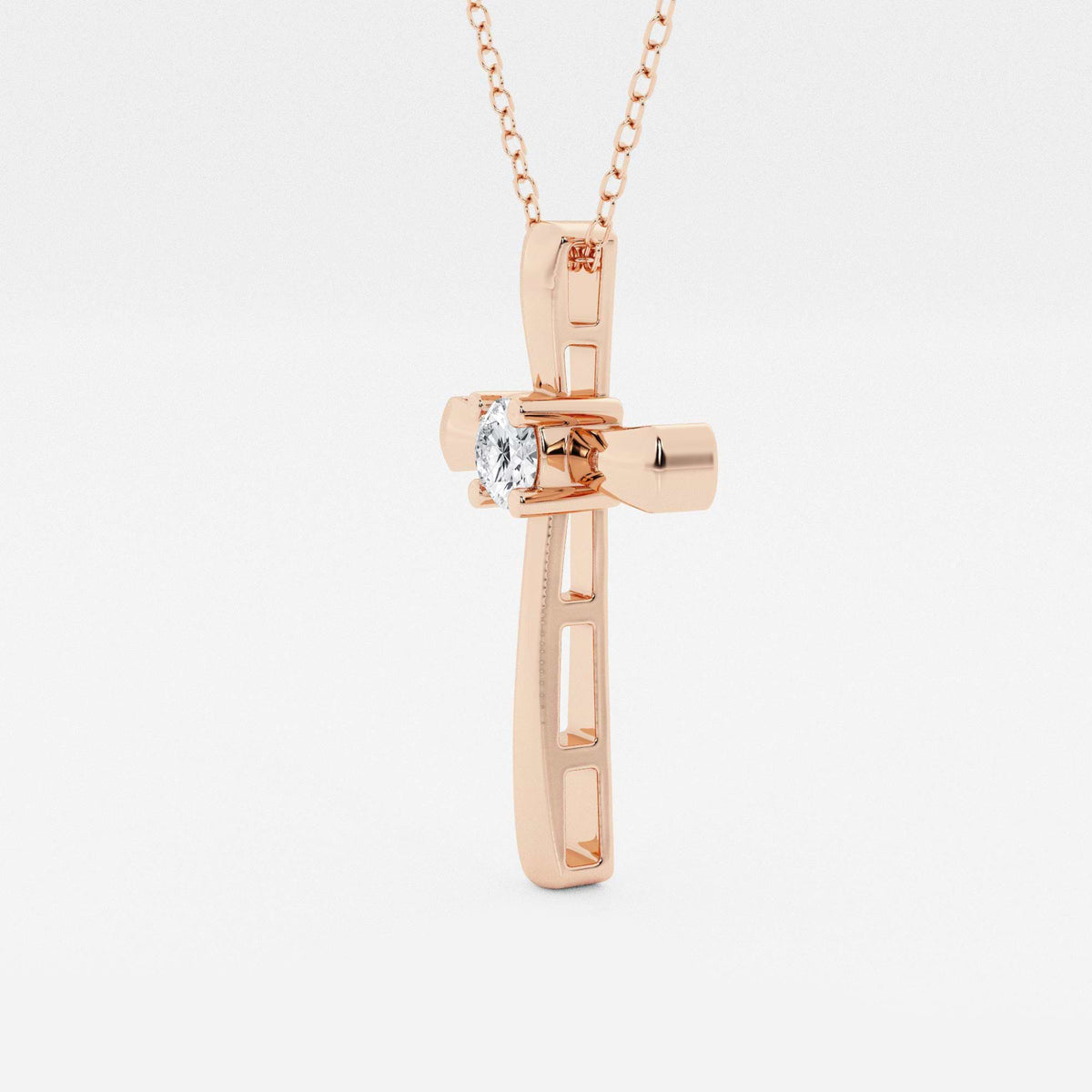 Rund laboratoriedyrket diamant Single-Stone Cross Pendant | GBP051 | 968fc45fe917