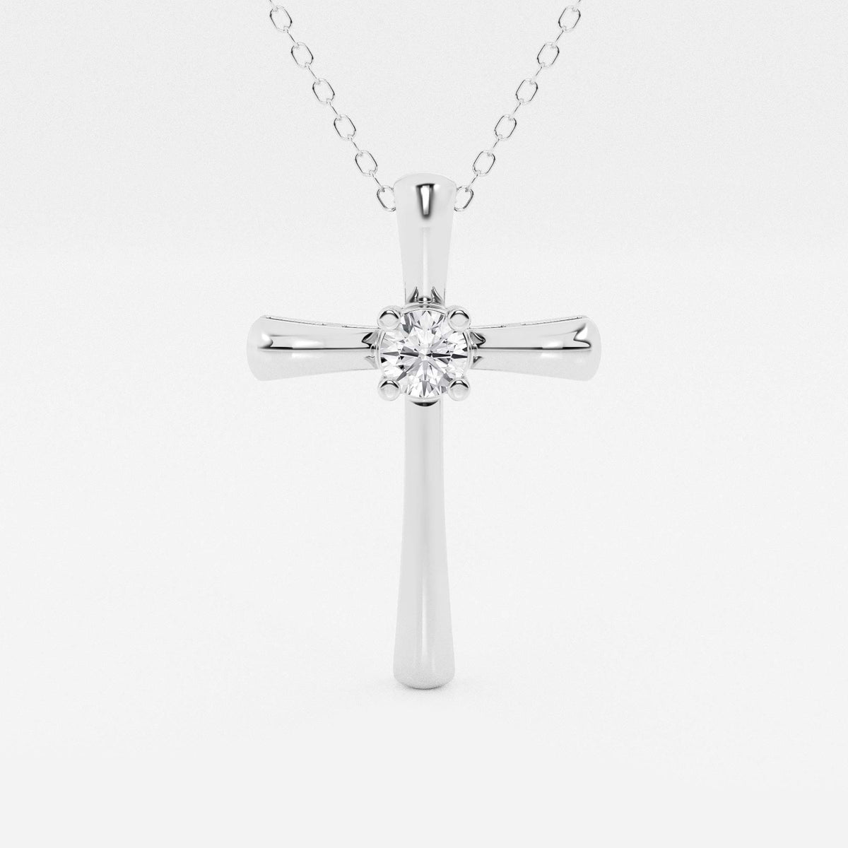 Rund laboratoriedyrket diamant Single-Stone Cross Pendant | GBP051 | c4b32c016c0b
