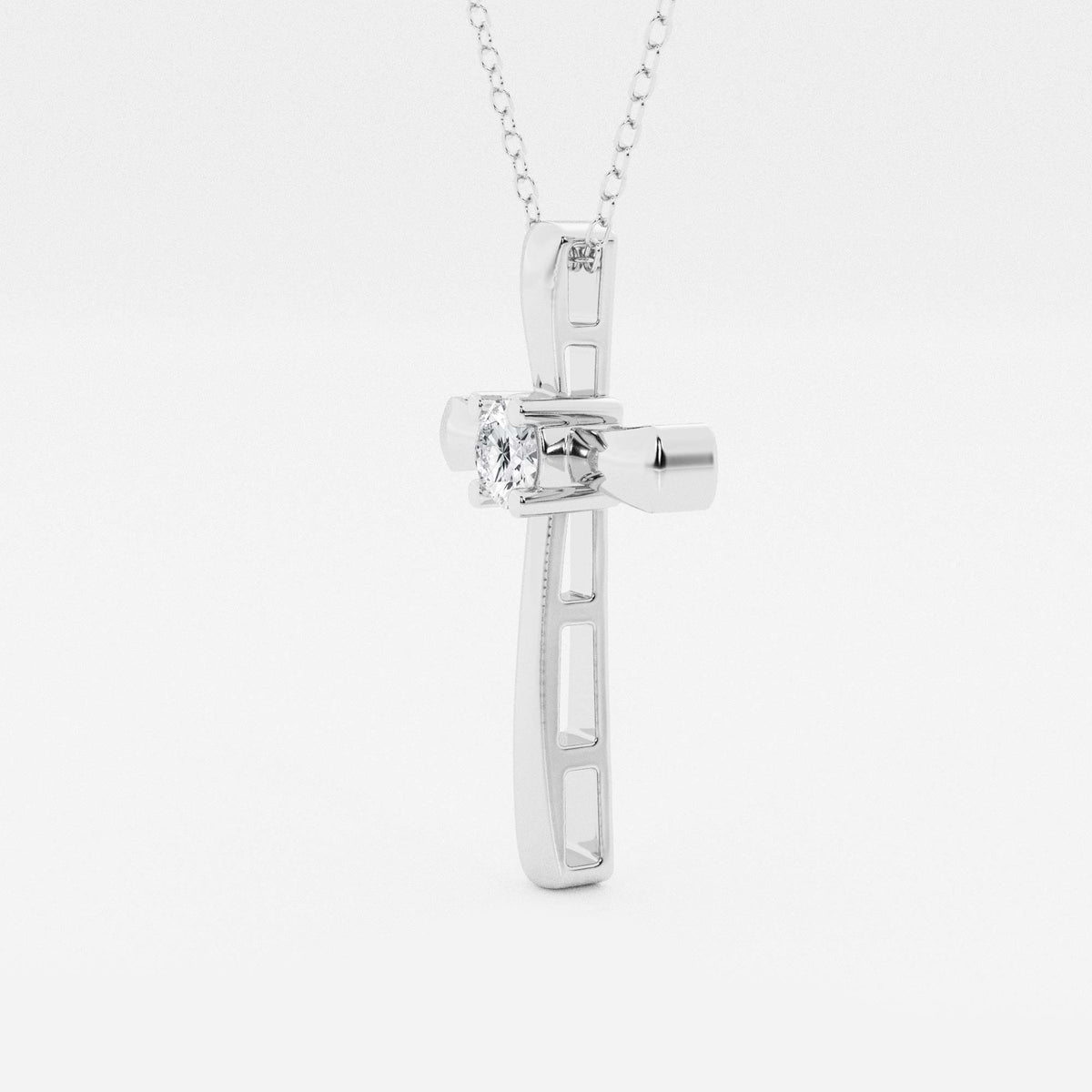 Rund laboratoriedyrket diamant Single-Stone Cross Pendant | GBP051 | 6463ae5cd227