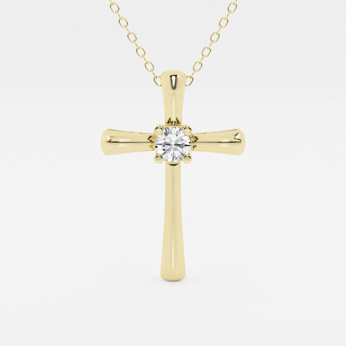 Rund laboratoriedyrket diamant Single-Stone Cross Pendant | GBP051 | c9bc1c7dab8c