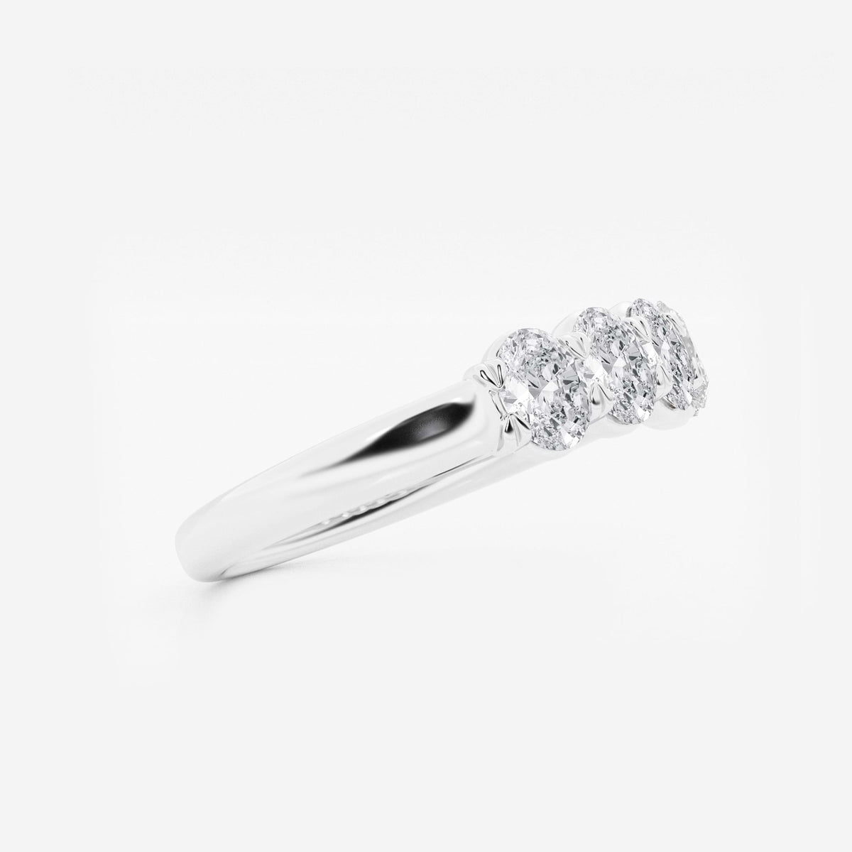 GWA001 | 1 ctw oval five-stone band in white metal | side view