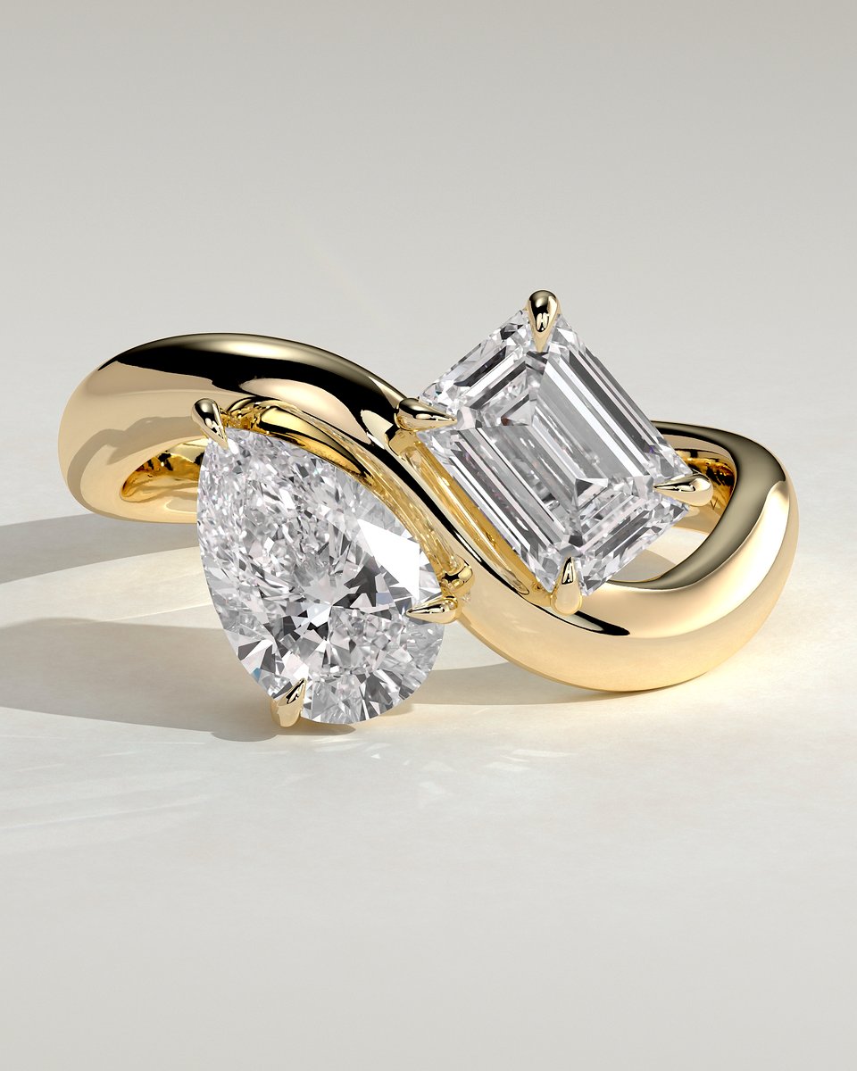 MET 0311 Emerald Toi et Moi Engagement Ring