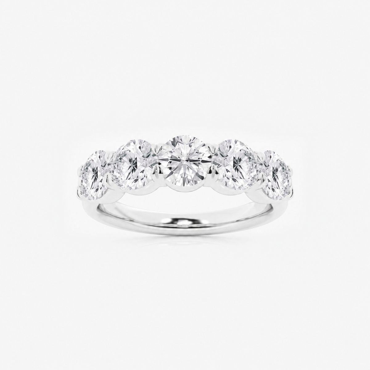 GWA002 round five-stone band, white-metal source, 2 ctw, front view