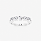 GWA002 round five-stone band, white-metal source, 1 ctw, front view
