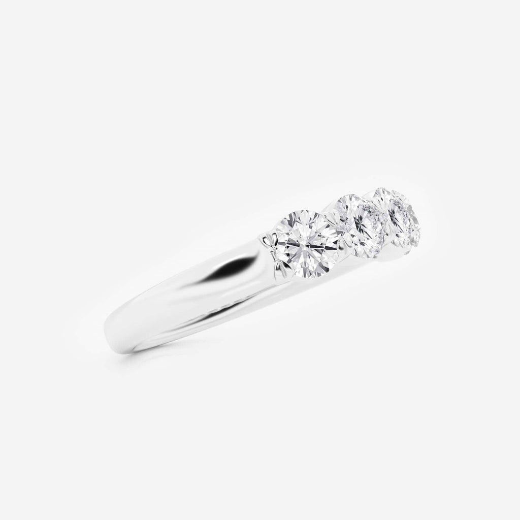 GWA002 round five-stone band, white-metal source, 1 ctw, side view