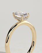 MET 0001 - 1.00 ct Mittelstein - 18K Gelbgold Original-Rendering - Schrägansicht