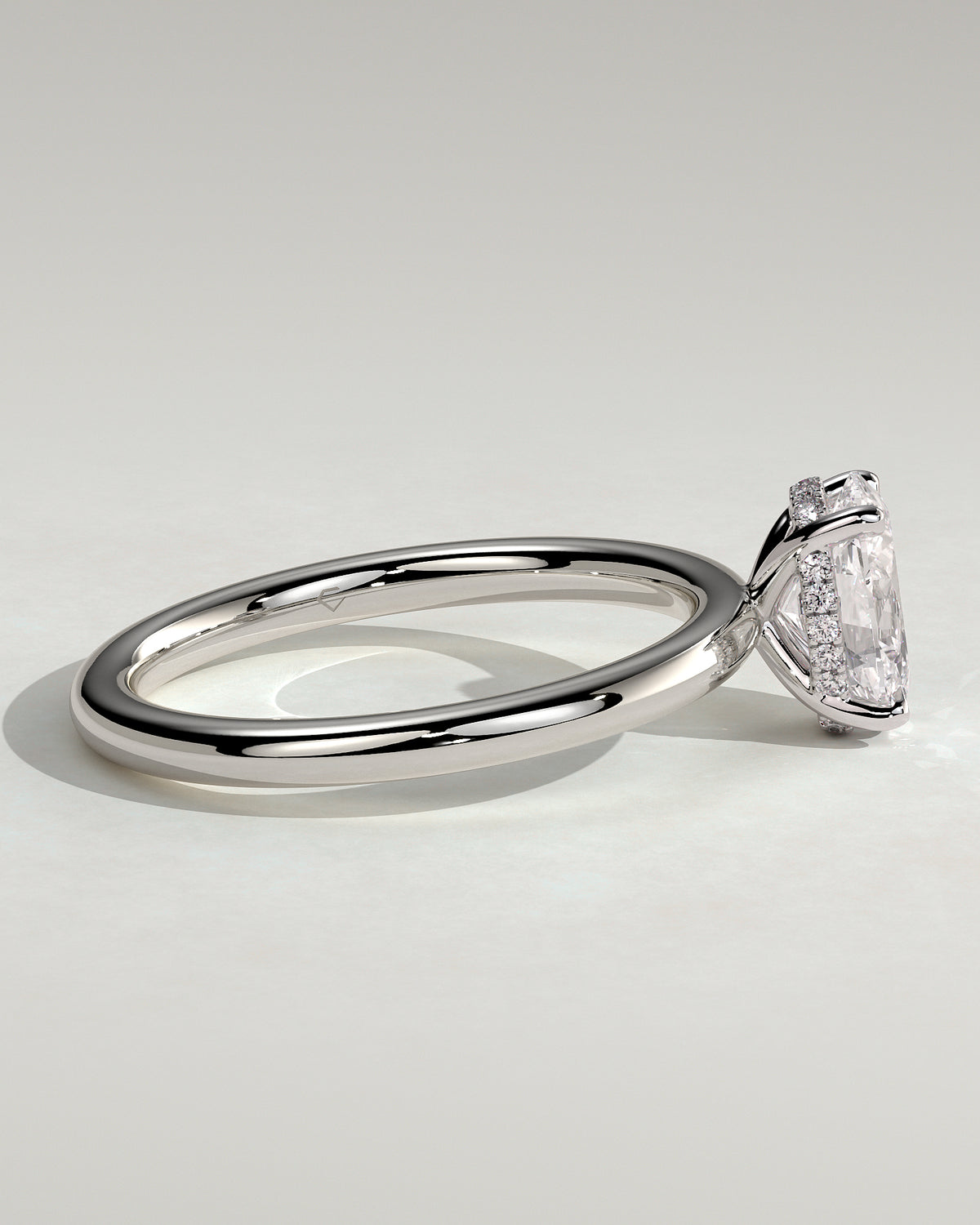 MET 0001 - piedra central de 1 ct - oro blanco de 18K - detalle del engaste