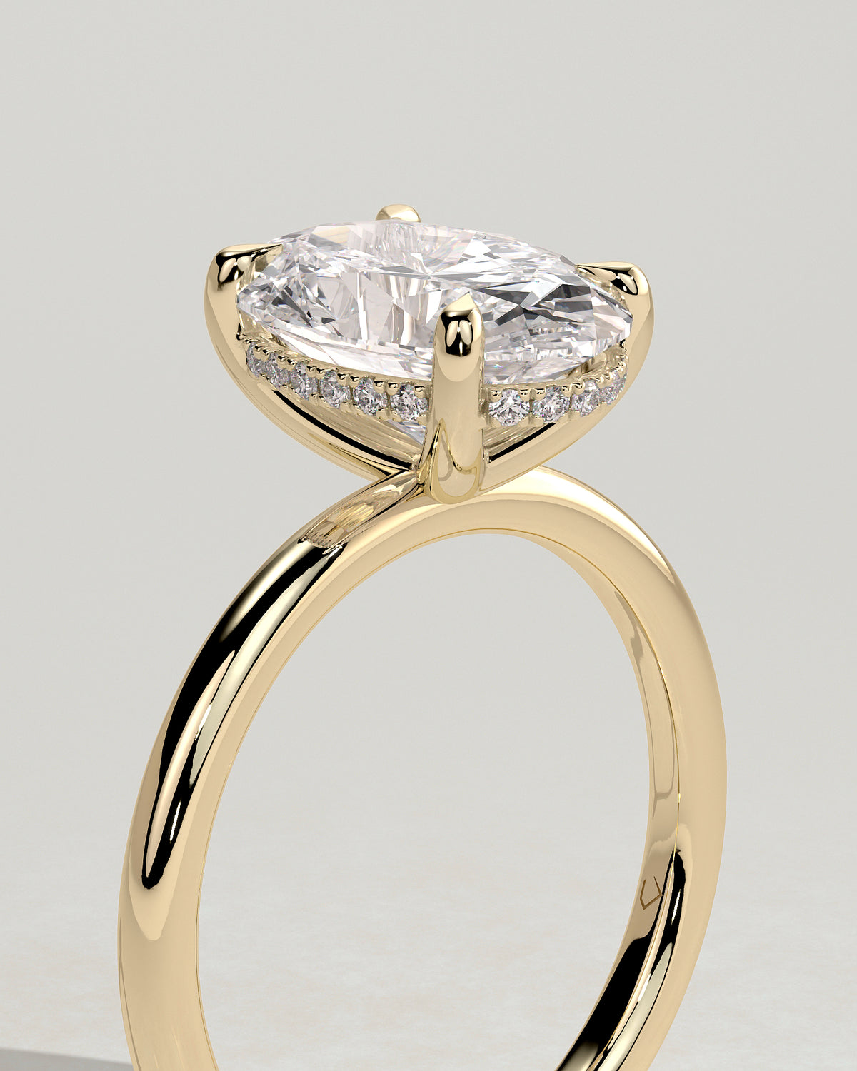 MET 0001 - 3.00 ct center stone - 18K yellow gold source render - angle view