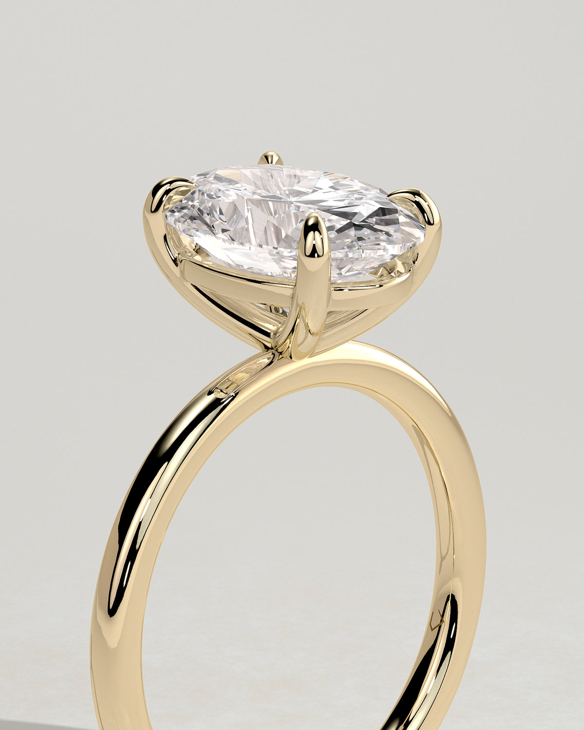 MET 0002 - 3.00 ct center stone - 18K yellow gold source render - angle view