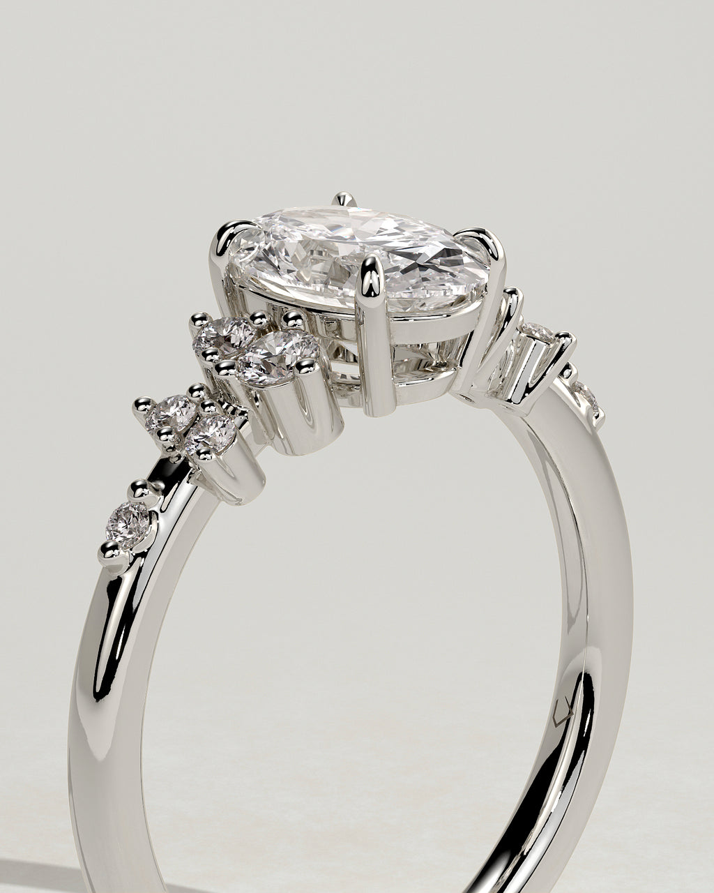 MET 0003 - 1 ct center stone - 18K white gold source reference - profile view