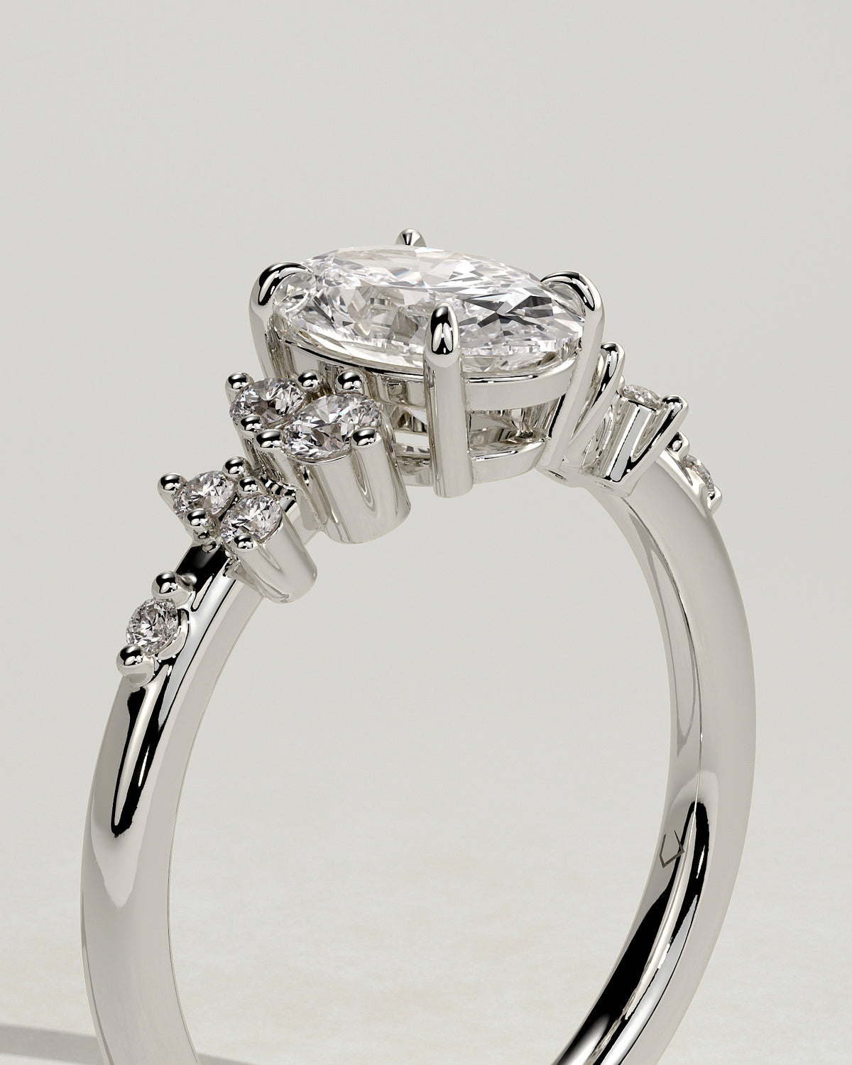 MET 0003 - 1 ct center stone - 18K white gold source reference - profile view