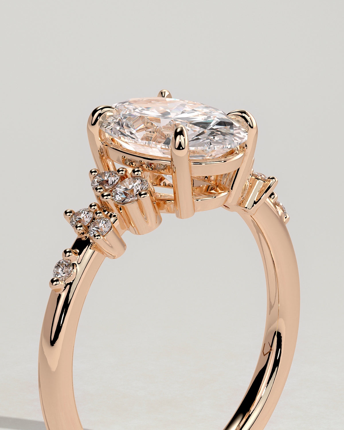 MET 0003 - 2 ct center stone - 18K rose gold source reference - profile view