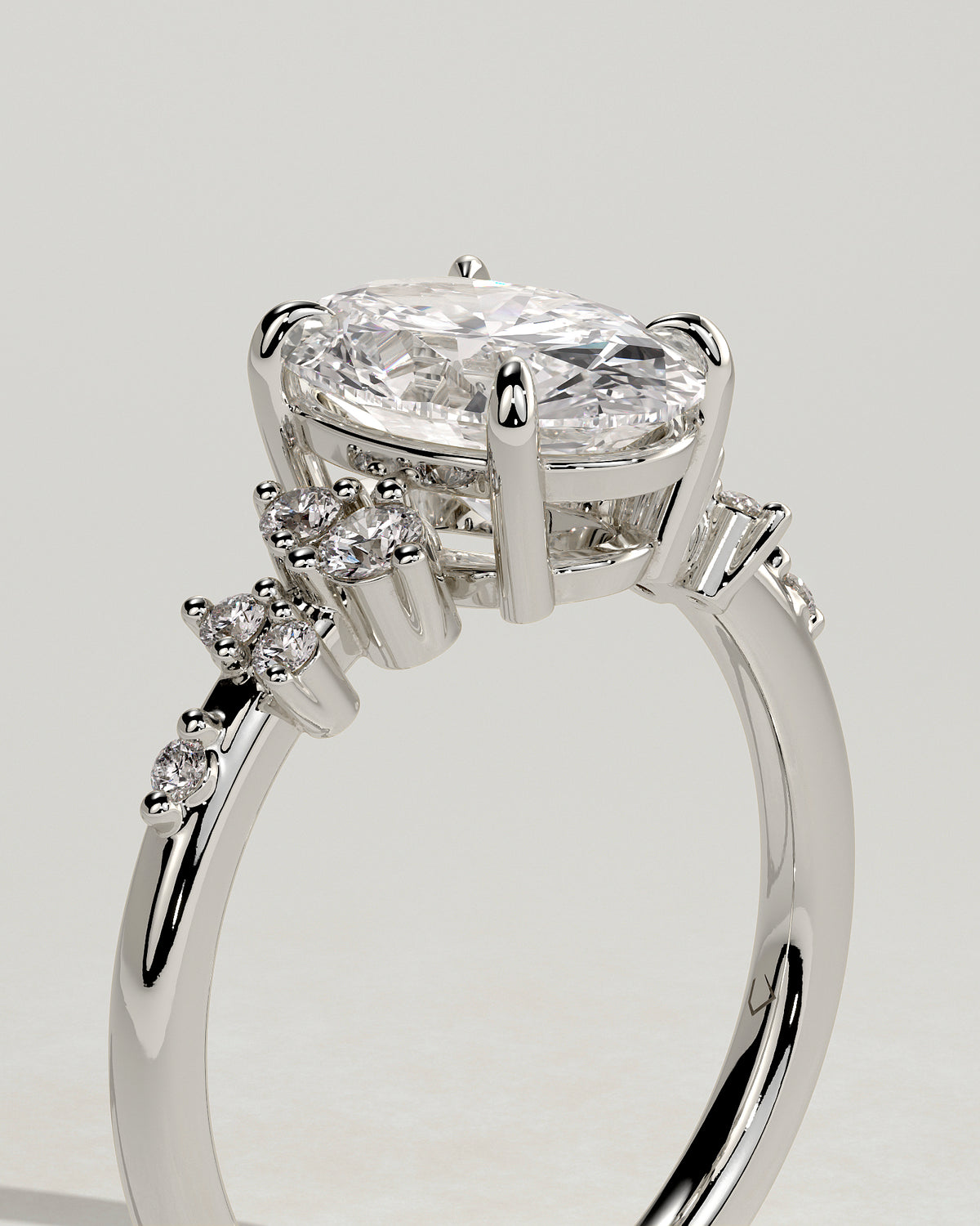 MET 0003 - 2 ct center stone - 18K white gold source reference - profile view