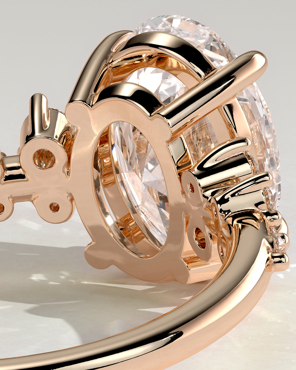 MET 0003 - 3 ct center stone - 18K rose gold source reference - setting detail view