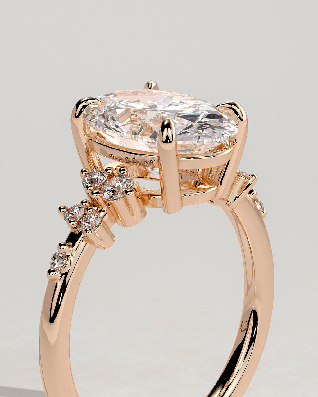 MET 0003 - 3 ct center stone - 18K rose gold source reference - profile view