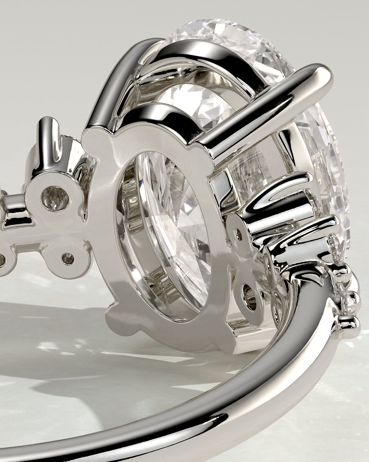 MET 0003 - 3 ct center stone - 18K white gold source reference - setting detail view