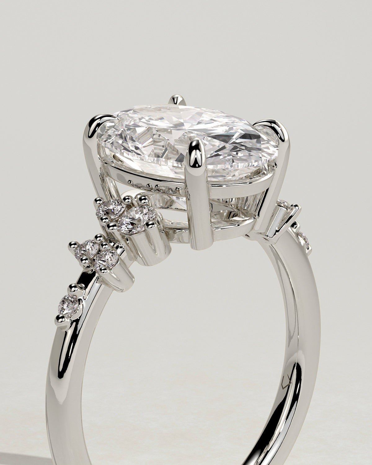 MET 0003 - 3 ct center stone - 18K white gold source reference - profile view