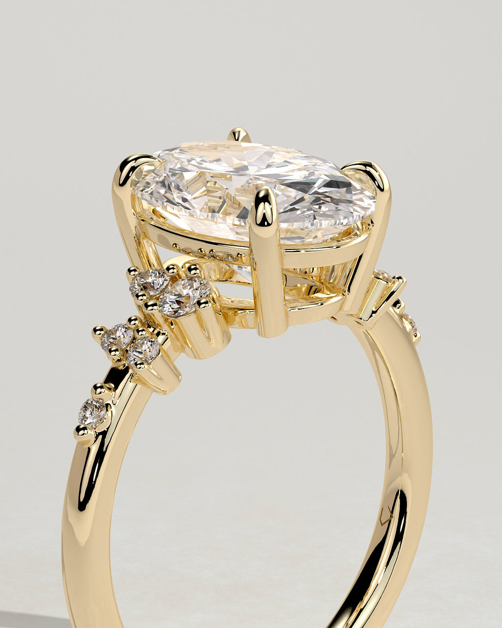 MET 0003 - 3 ct center stone - 18K yellow gold source reference - profile view