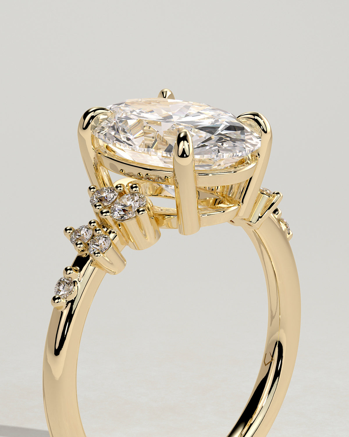 MET 0003 - 3 ct center stone - 18K yellow gold source reference - profile view