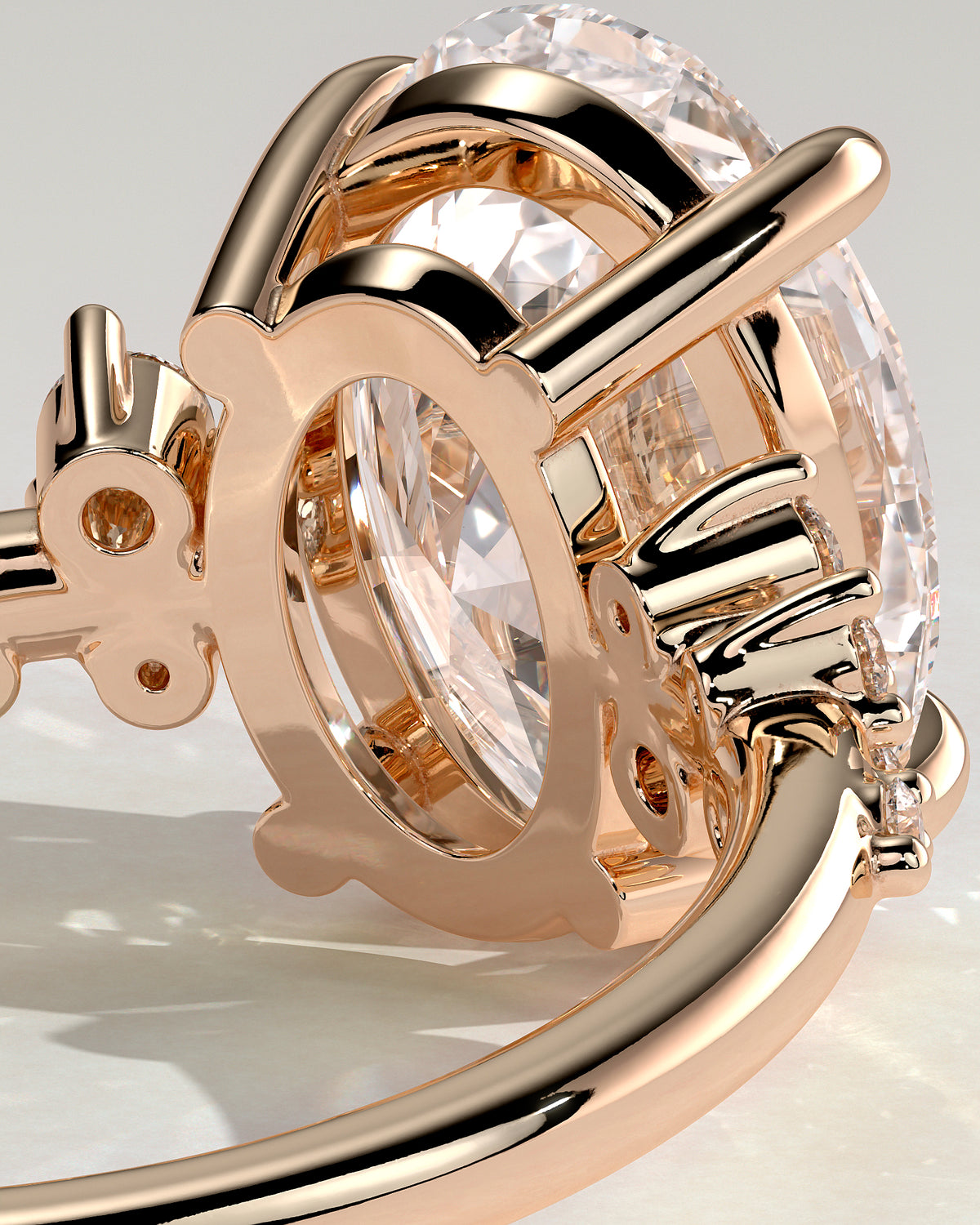 MET 0003 - 4 ct center stone - 18K rose gold source reference - setting detail view