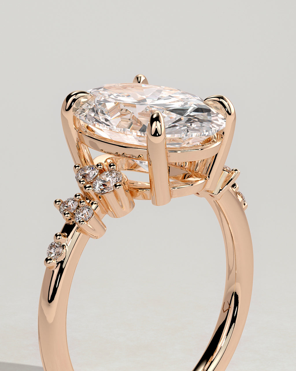 MET 0003 - 4 ct center stone - 18K rose gold source reference - profile view