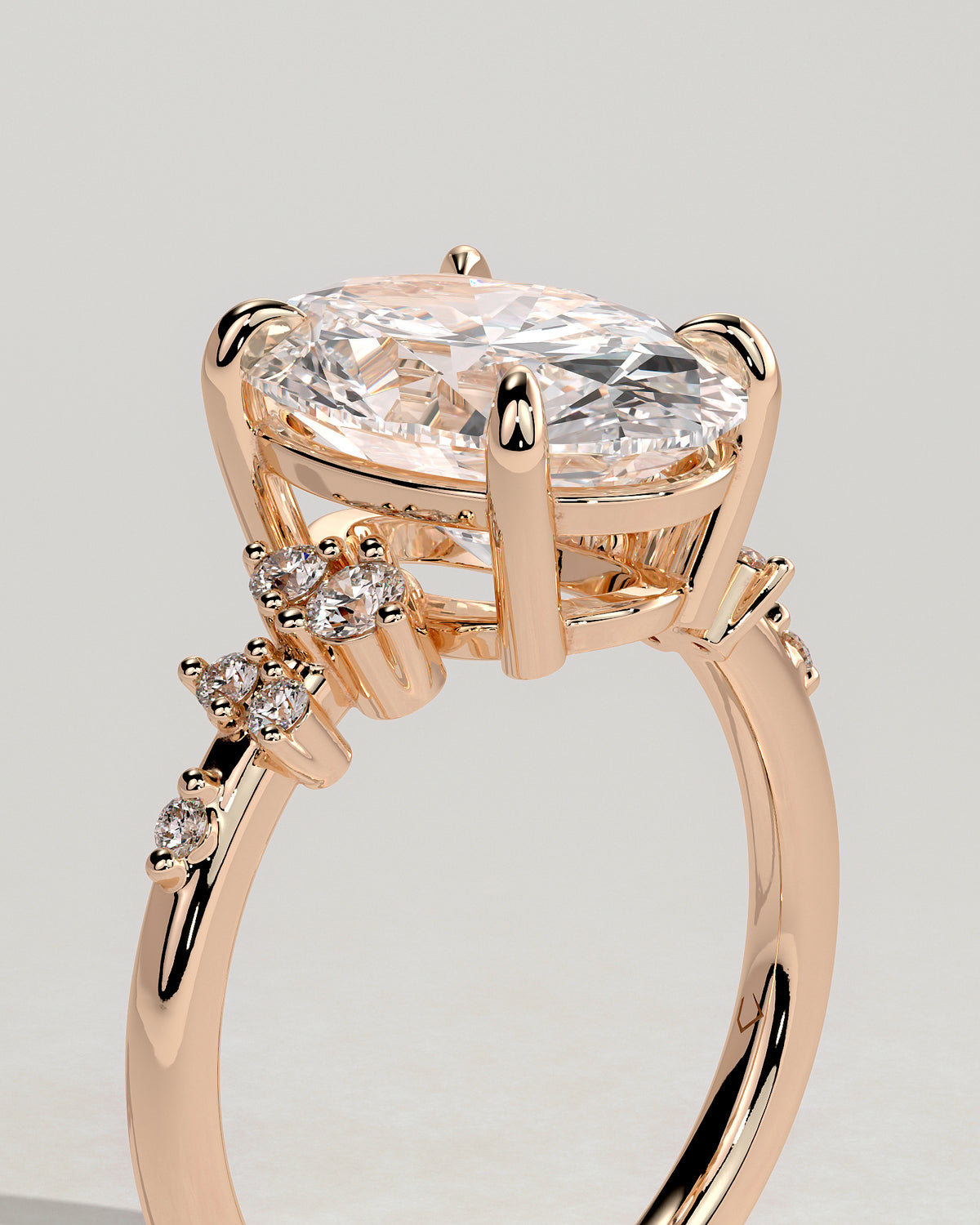 MET 0003 - 4 ct center stone - 18K rose gold source reference - profile view