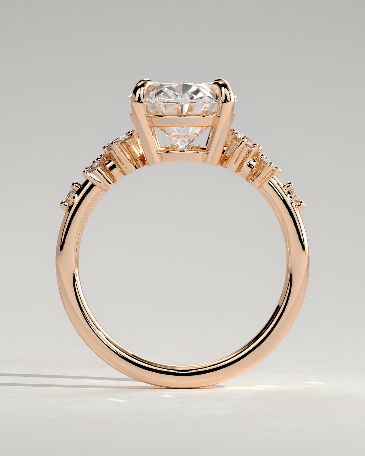 MET 0003 - 4 ct center stone - 18K rose gold source reference - setting detail view