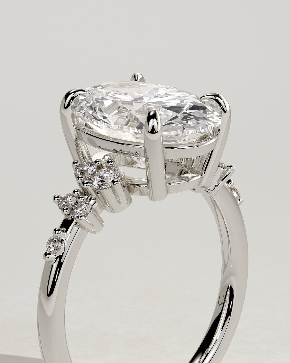 MET 0003 - 4 ct center stone - 18K white gold source reference - profile view