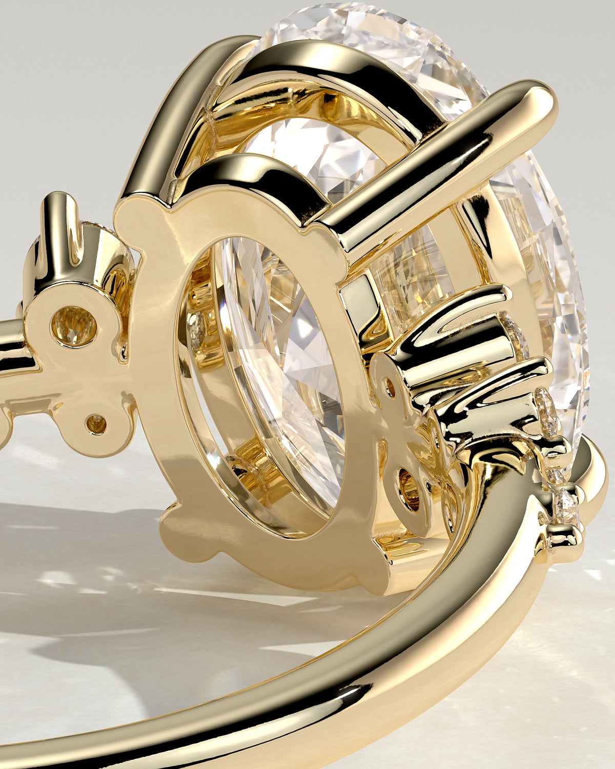 MET 0003 - 4 ct center stone - 18K yellow gold source reference - setting detail view