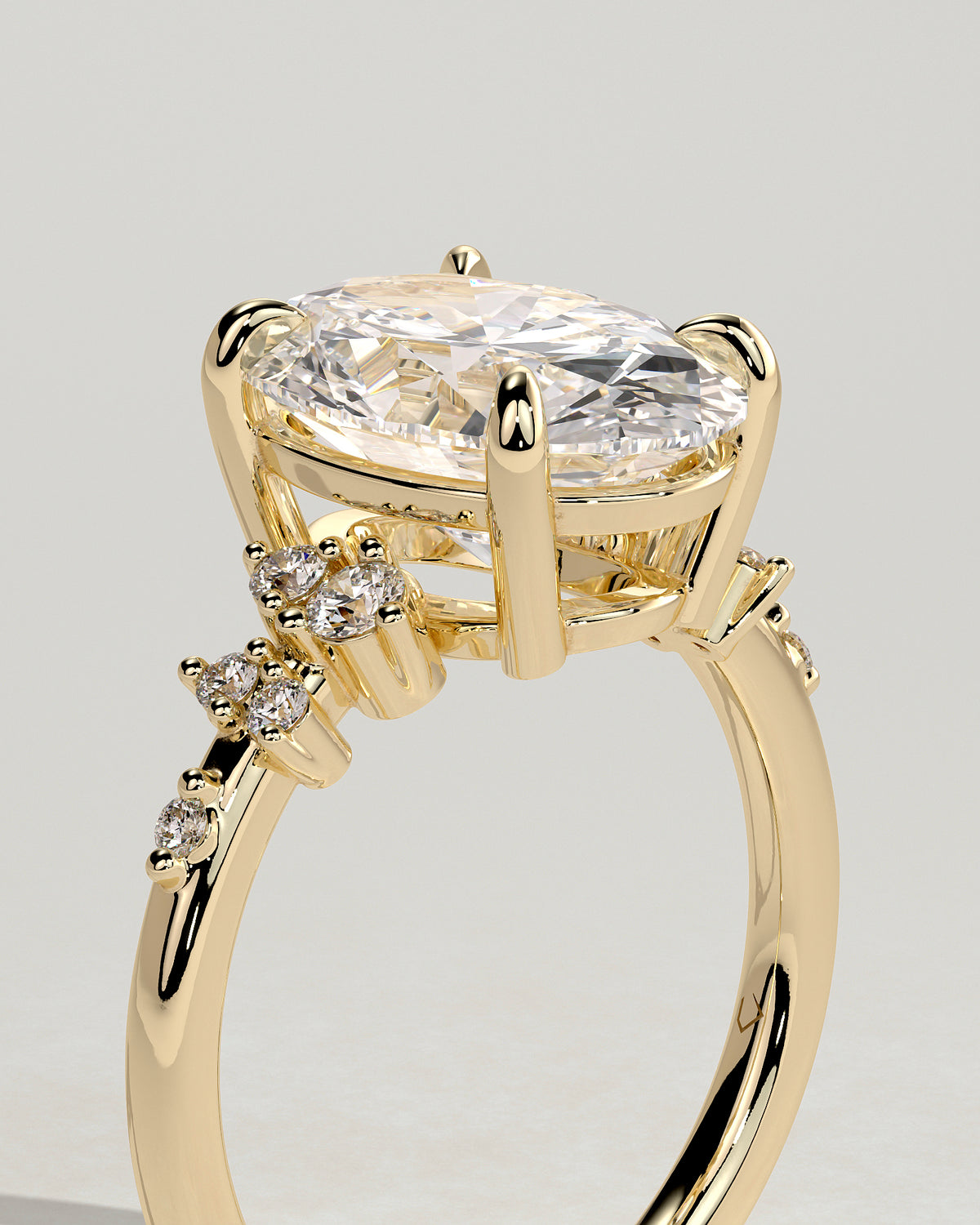 MET 0003 - 4 ct center stone - 18K yellow gold source reference - profile view