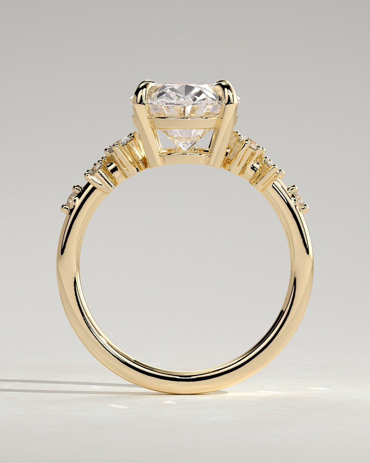MET 0003 - 4 ct center stone - 18K yellow gold source reference - setting detail view