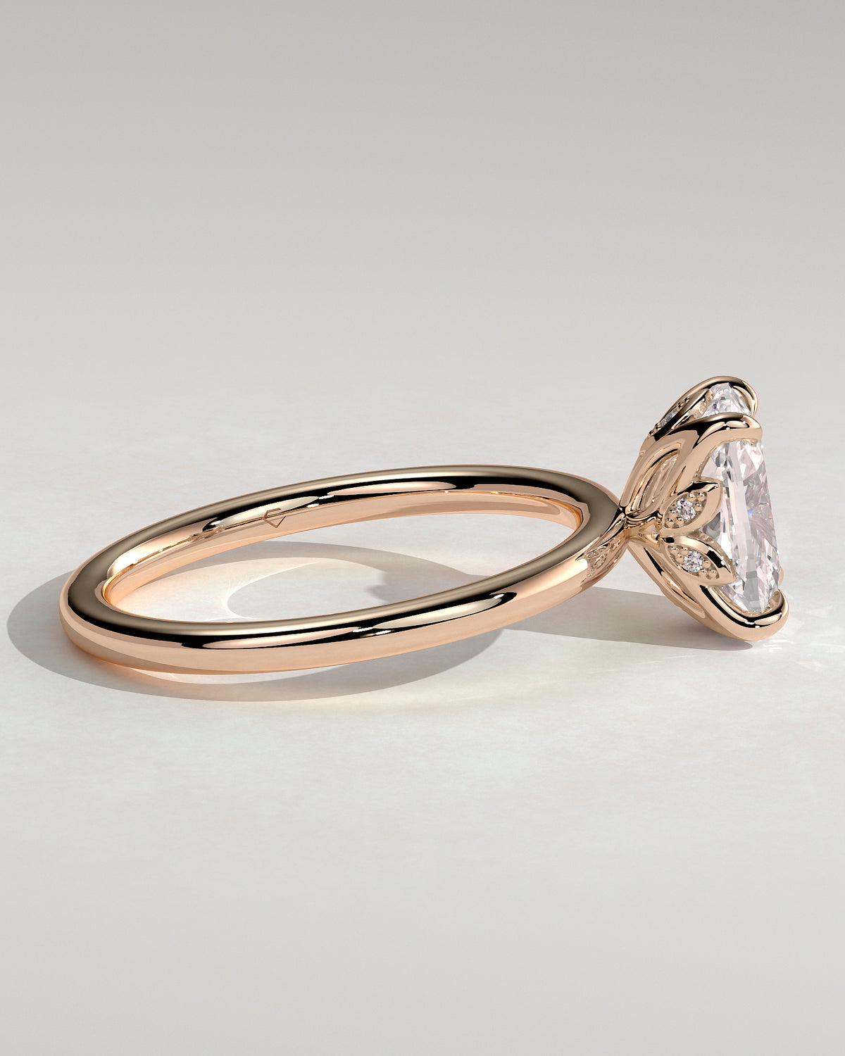 MET 0004 - 2.00 ct center stone - rose gold source render - side/profile view.