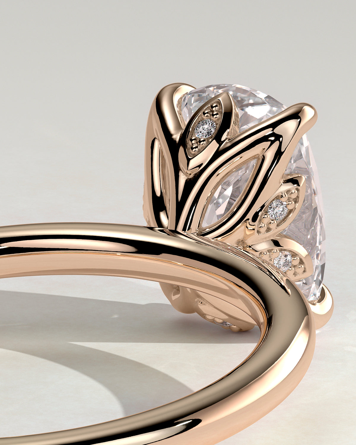 MET 0004 - 2.00 ct center stone - rose gold source render - setting detail view.