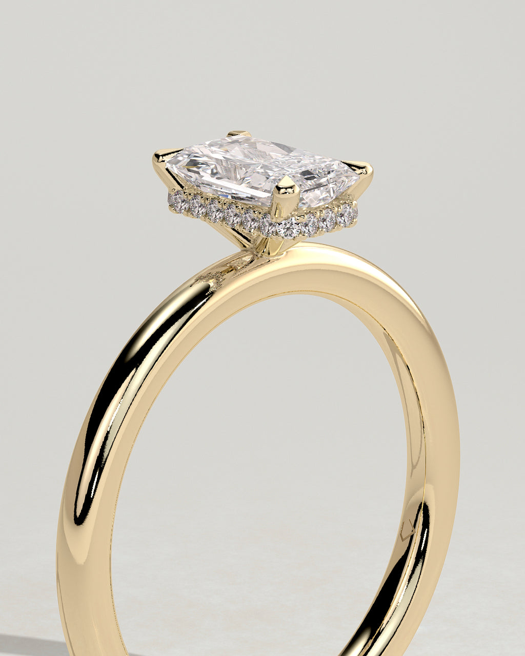 MET 0026 - 1.00 ct center stone - 18K yellow gold source render - angle view