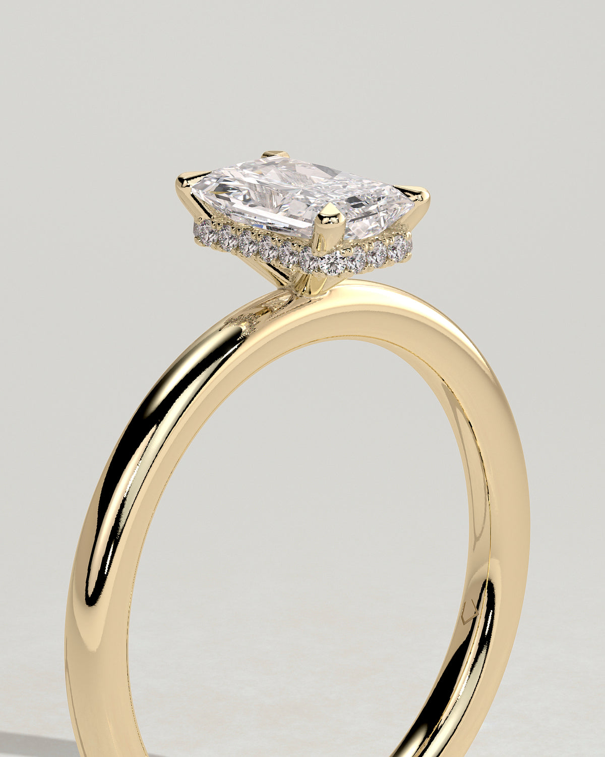 MET 0026 - 1.00 ct center stone - 18K yellow gold source render - angle view