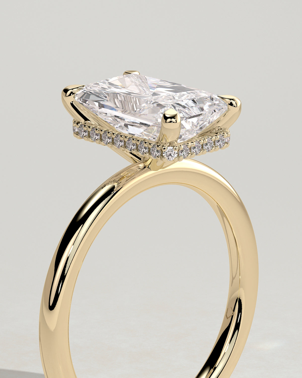 MET 0026 - 3.00 ct center stone - 18K yellow gold source render - angle view