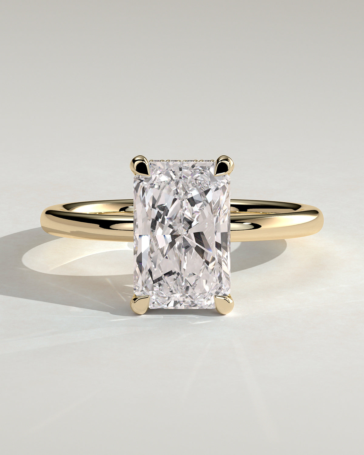 MET 0026 - 3.00 ct Mittelstein - 18K Gelbgold Original-Rendering - Vorderansicht