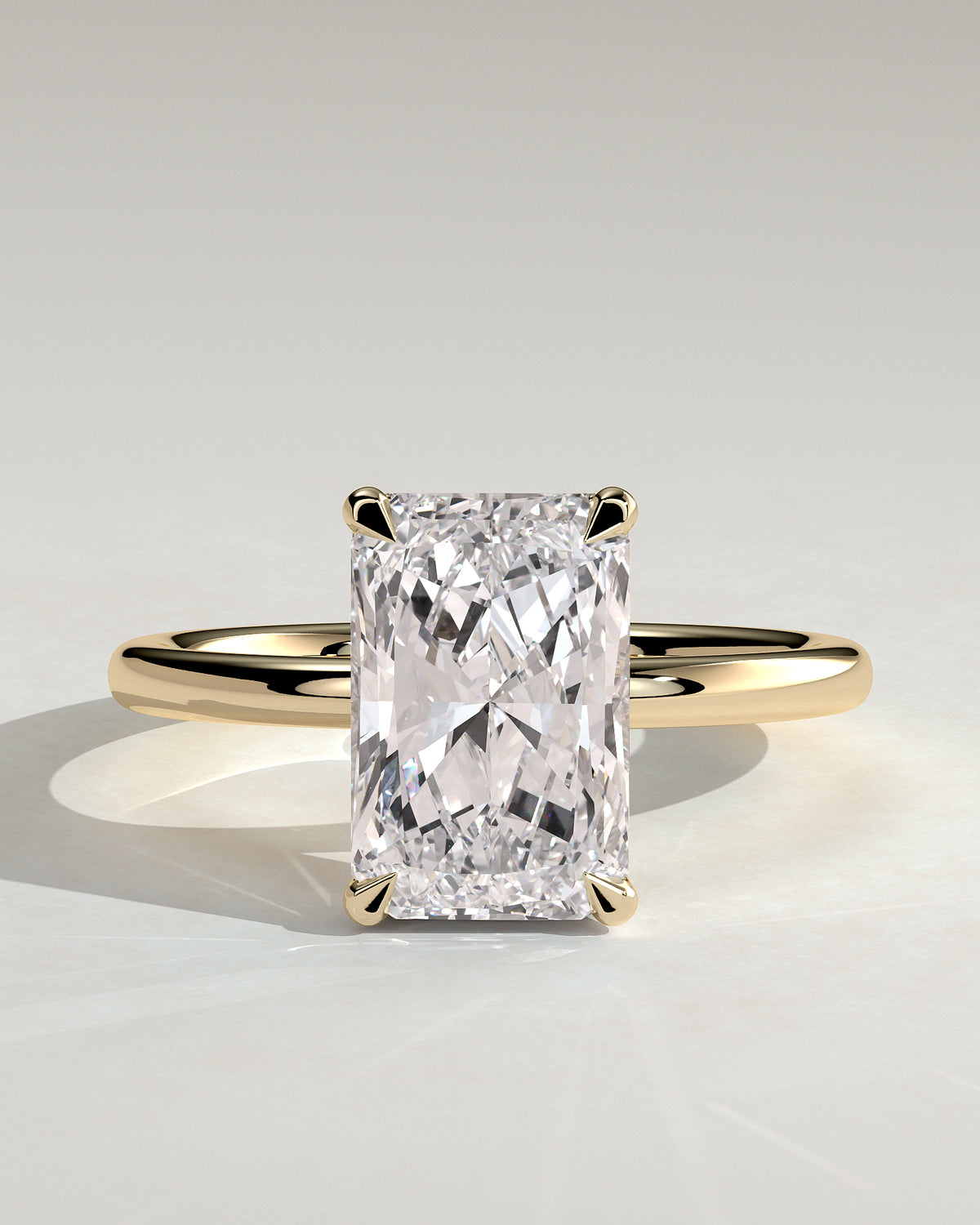 MET 0026 - 4.00 ct Mittelstein - 18K Gelbgold Original-Rendering - Vorderansicht