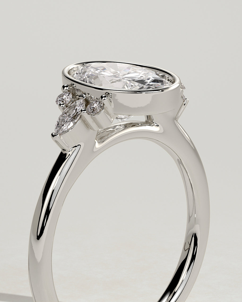MET 0072 - 2 ct center stone - 18k White Gold source reference - setting detail view