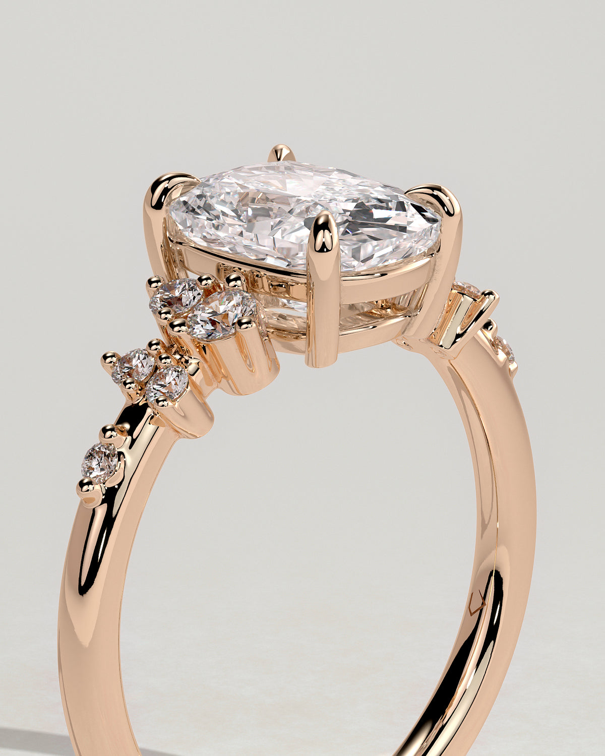 MET 0073 - 2 ct center stone - 18k Rose Gold source reference - setting detail view