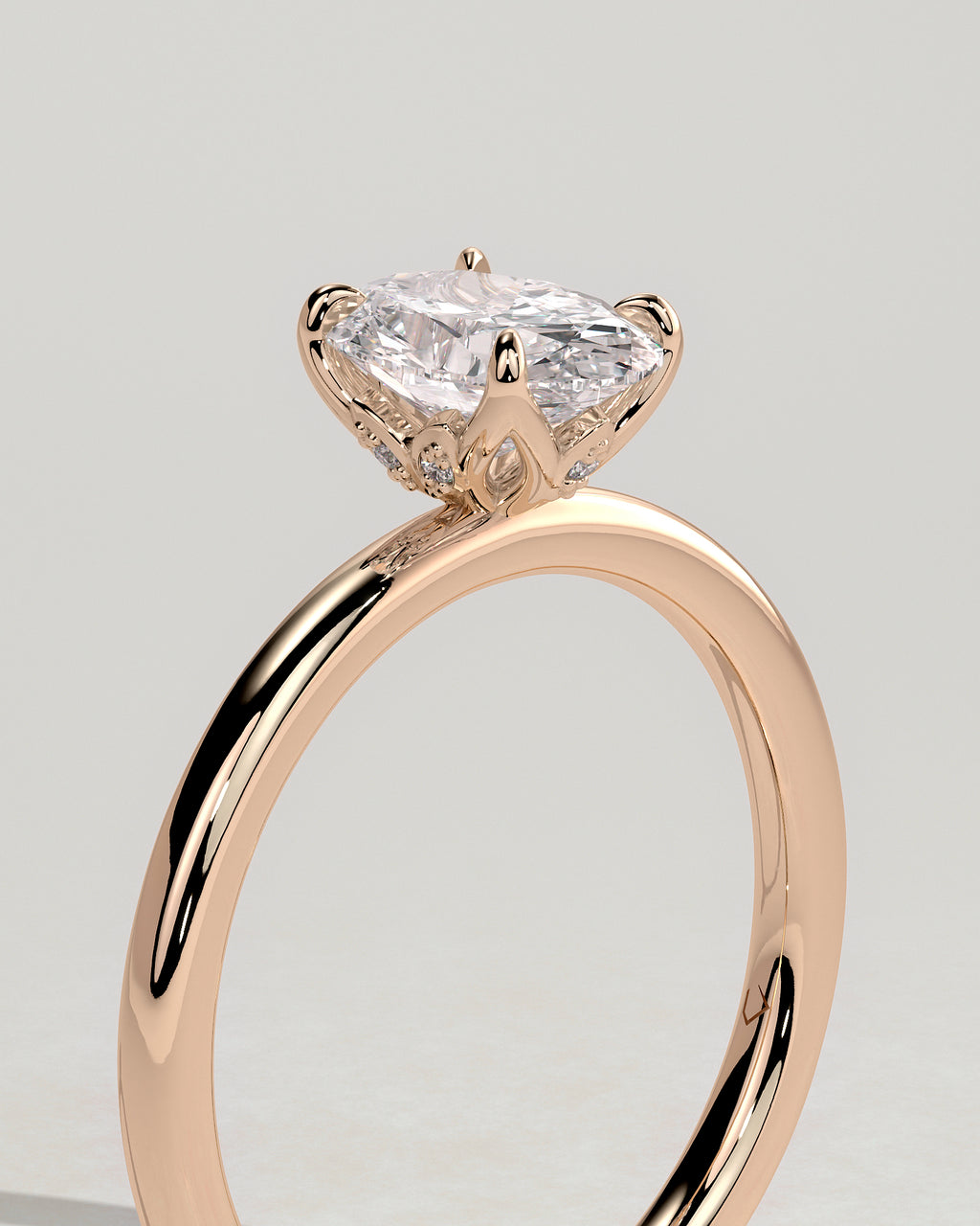 MET 0076 - 1 ct center stone - 18k Rose Gold source reference - setting detail view