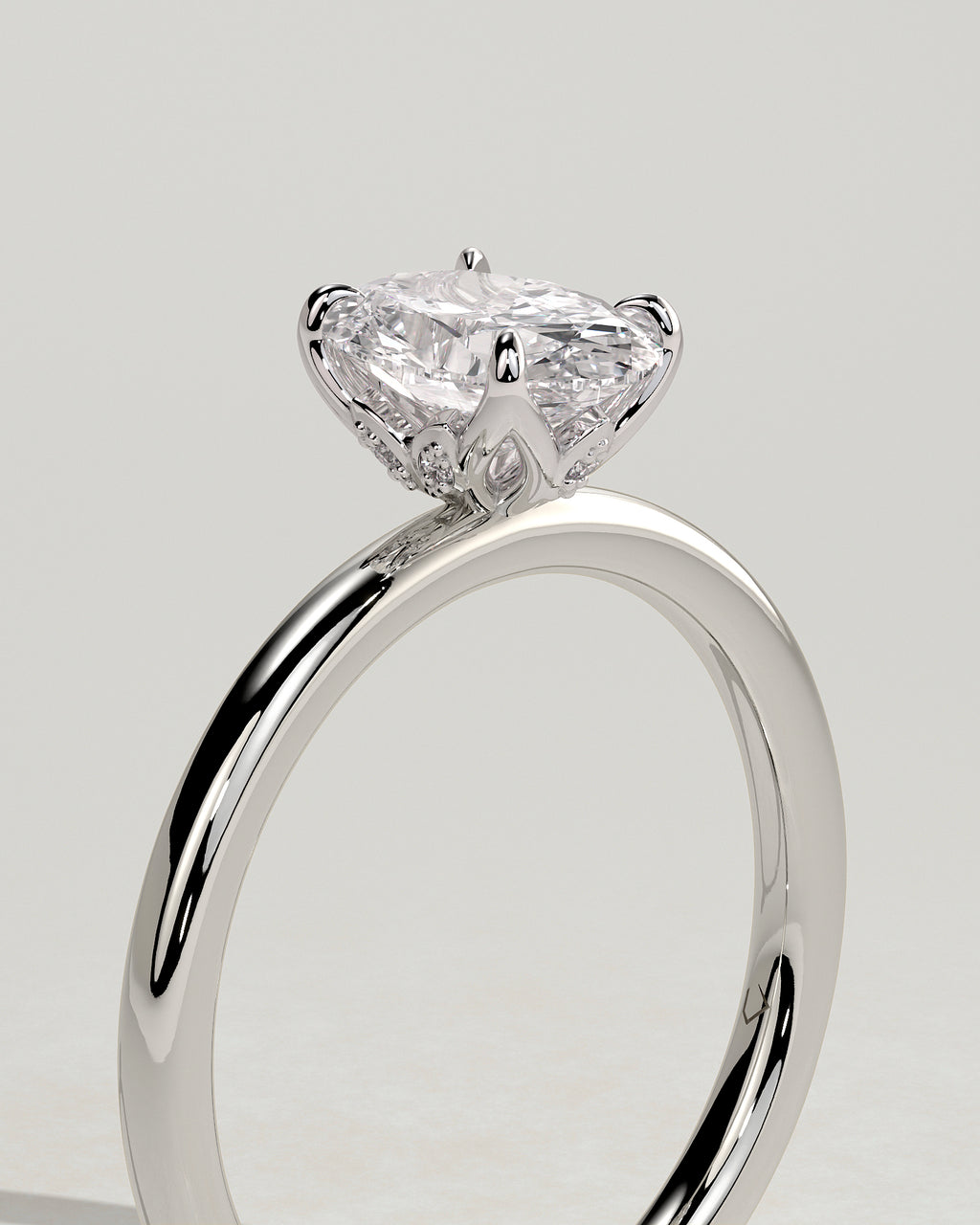 MET 0076 - 1 ct center stone - 18k White Gold source reference - setting detail view