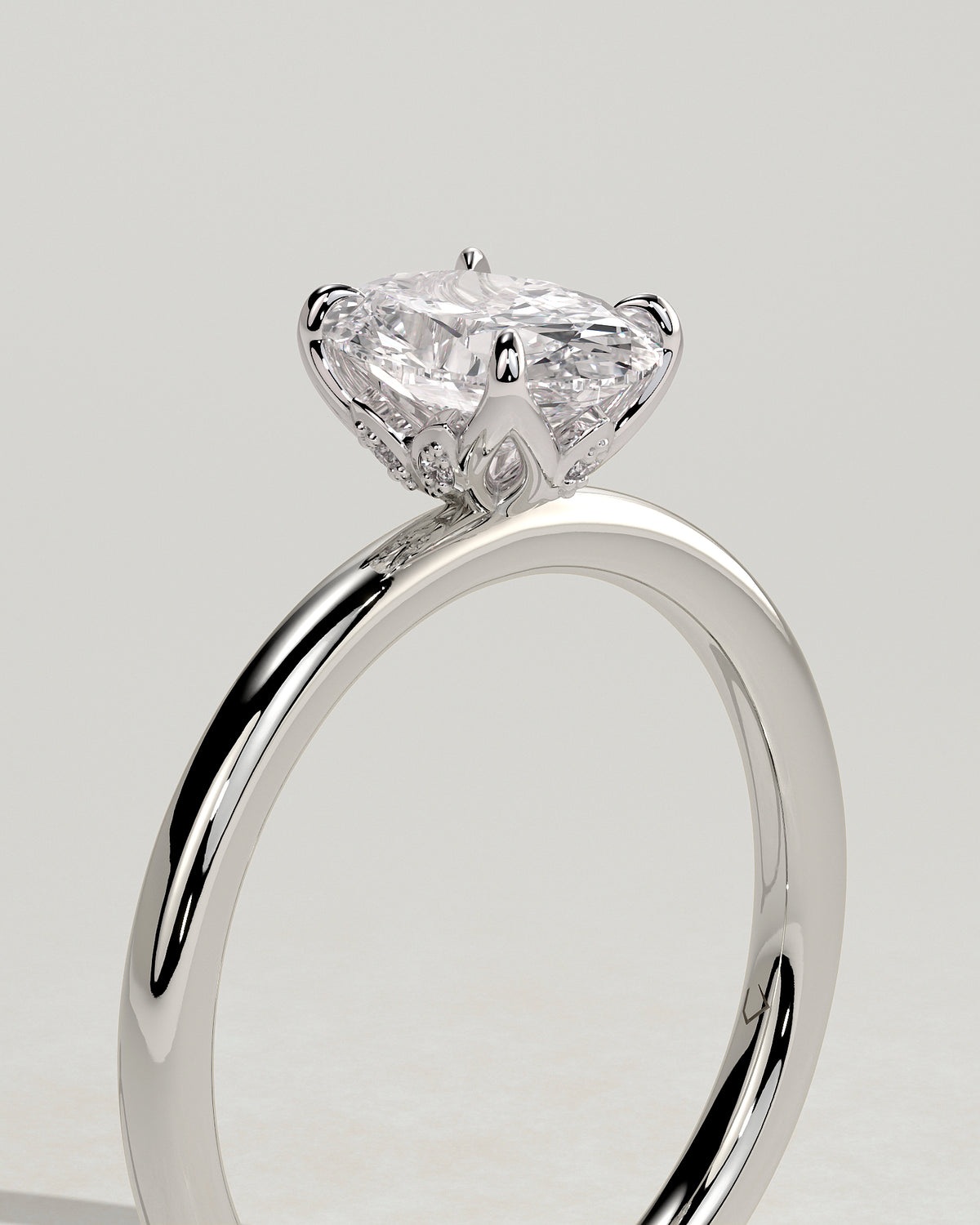 MET 0076 - 1 ct center stone - 18k White Gold source reference - setting detail view