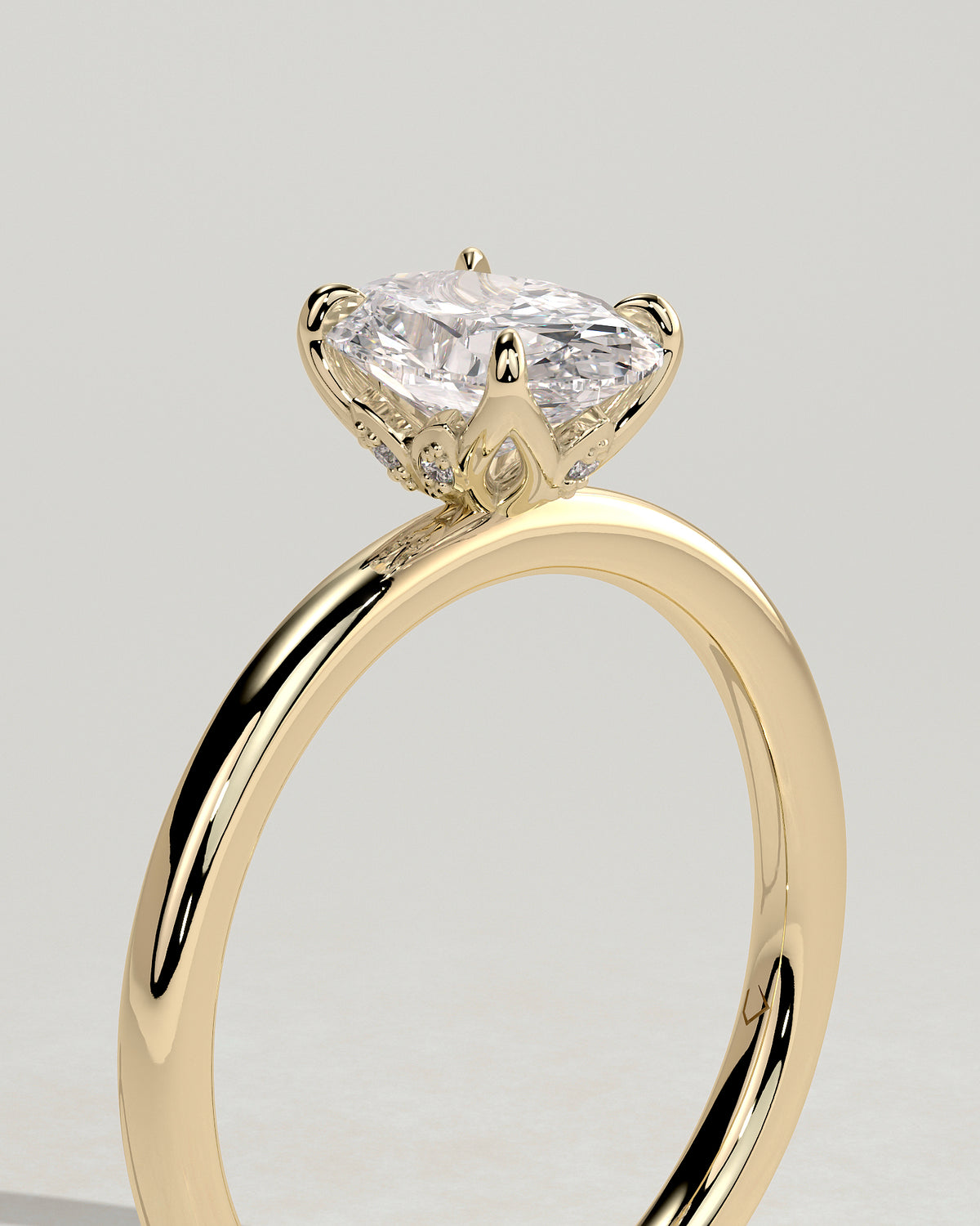 MET 0076 - 1 ct center stone - 18k Yellow Gold source reference - setting detail view