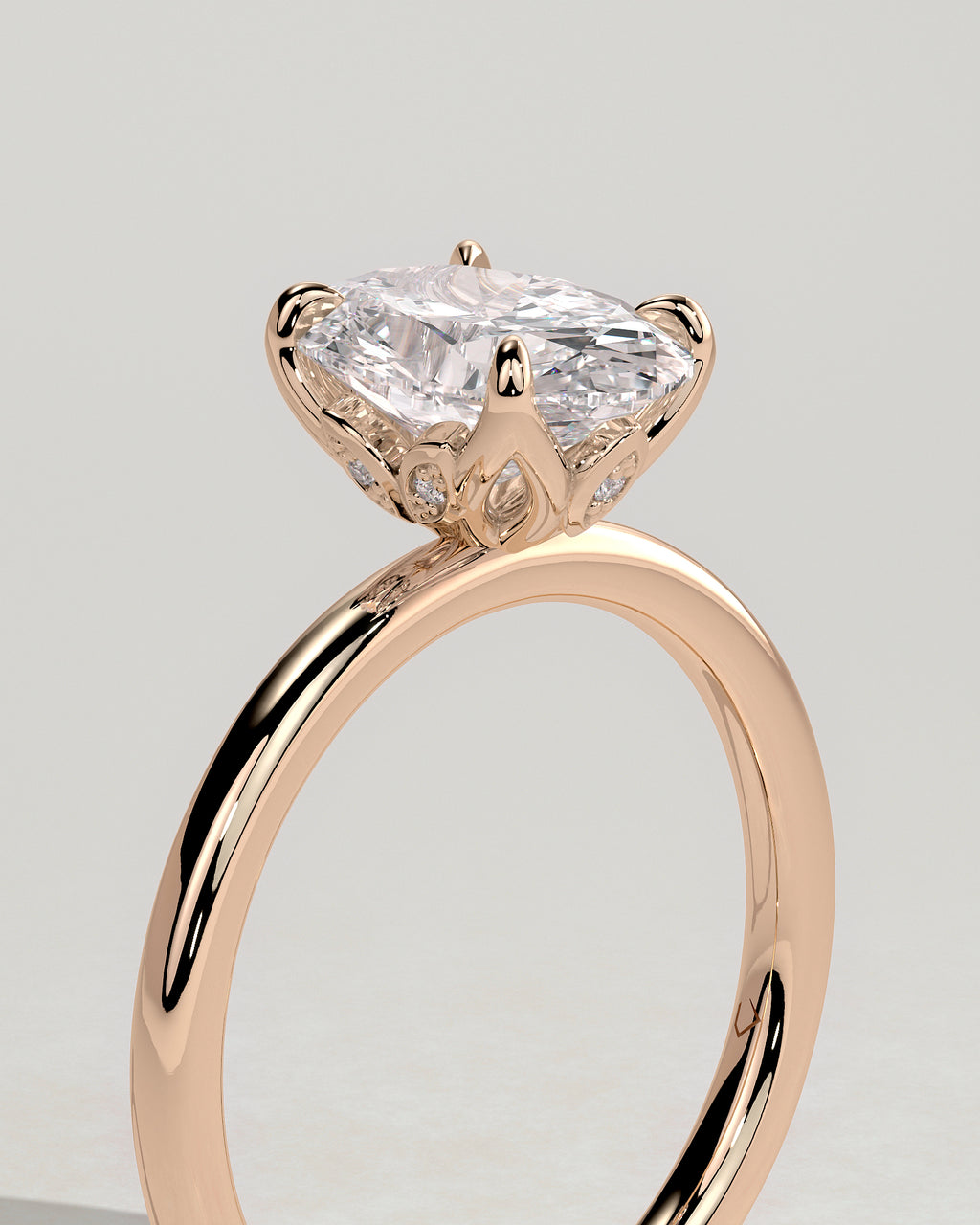 MET 0076 - 2 ct center stone - 18k Rose Gold source reference - setting detail view
