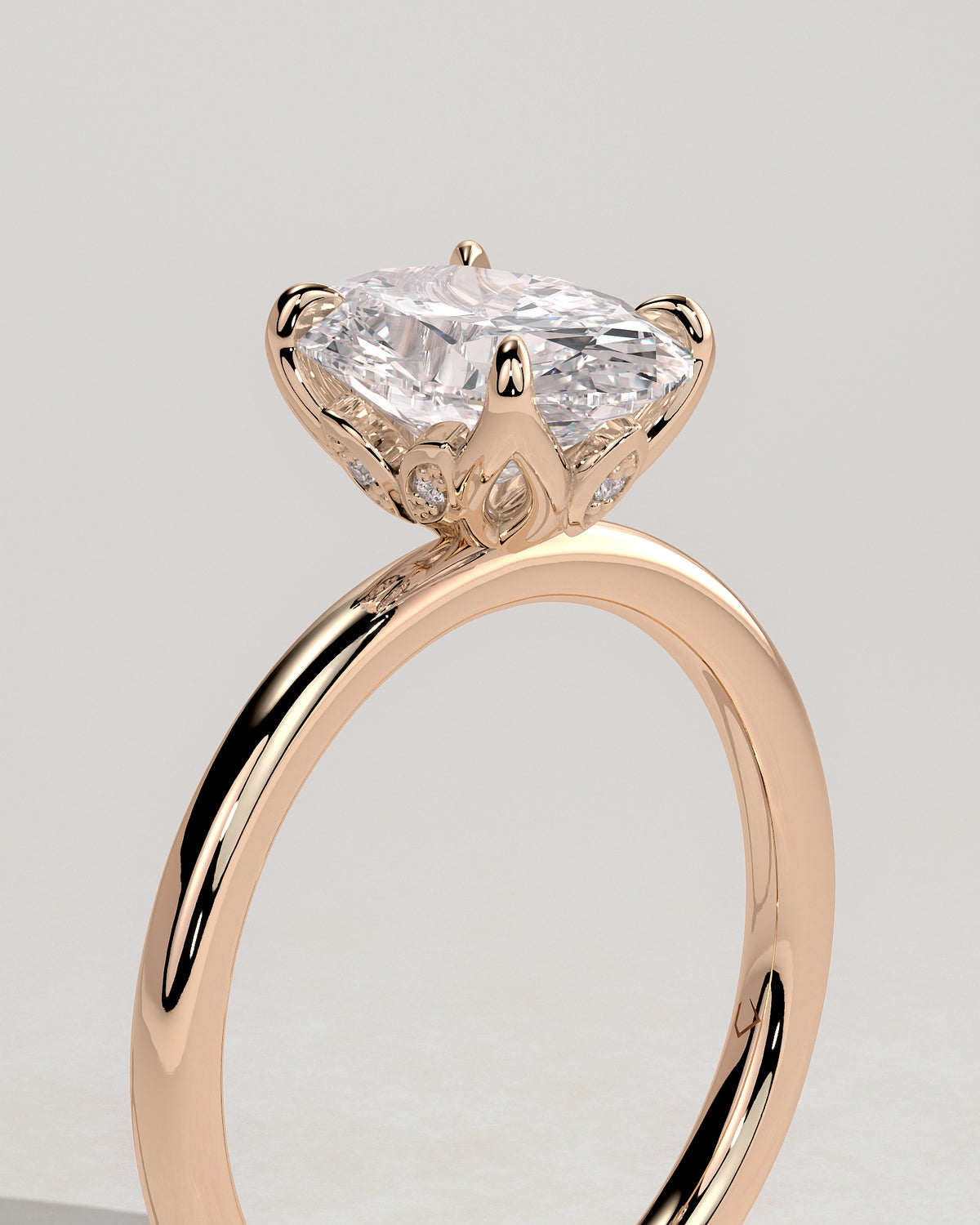 MET 0076 - 2 ct center stone - 18k Rose Gold source reference - setting detail view