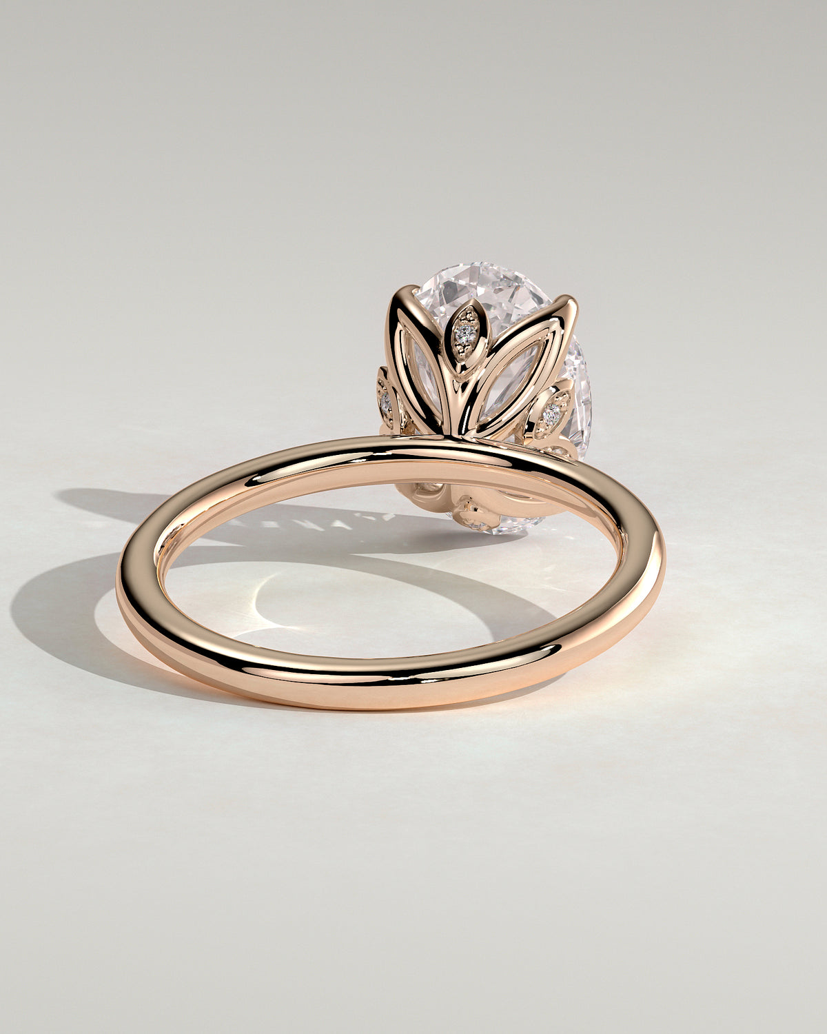 MET 0076 - 3 ct center stone - 18k Rose Gold source reference - setting detail view
